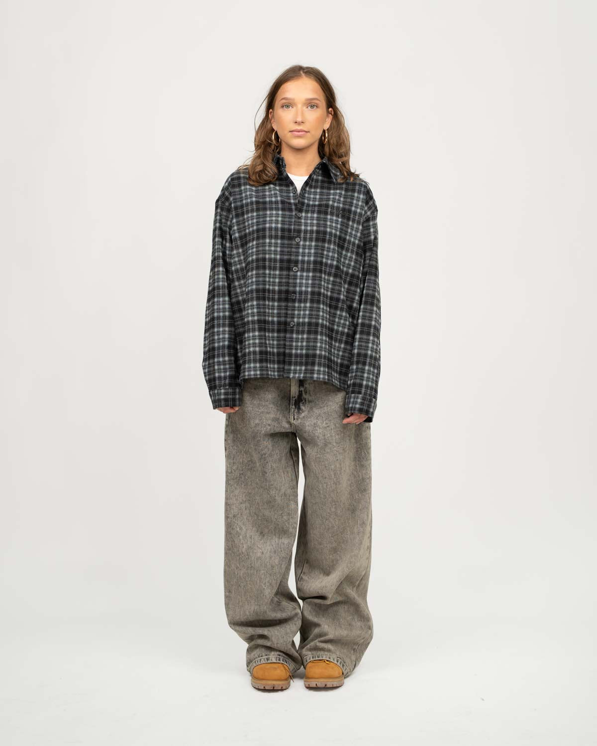 Checkered flannel shirt gray